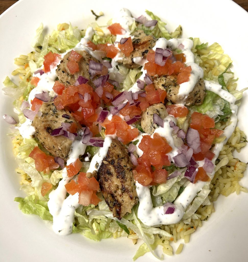 Fireside Welland restaurant Chicken Souvlaki rice bowl